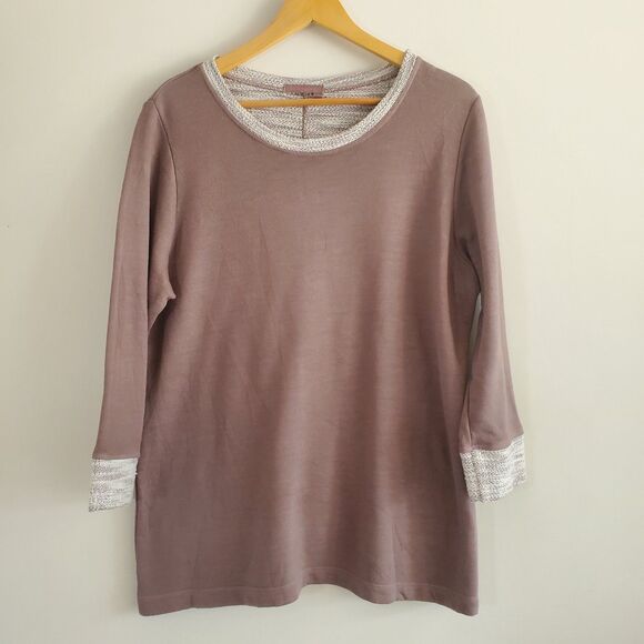 Fresh Produce Sunset Sweatshirt Medium Brown French Terry Casual Atheisure Relax - Picture 1 of 12
